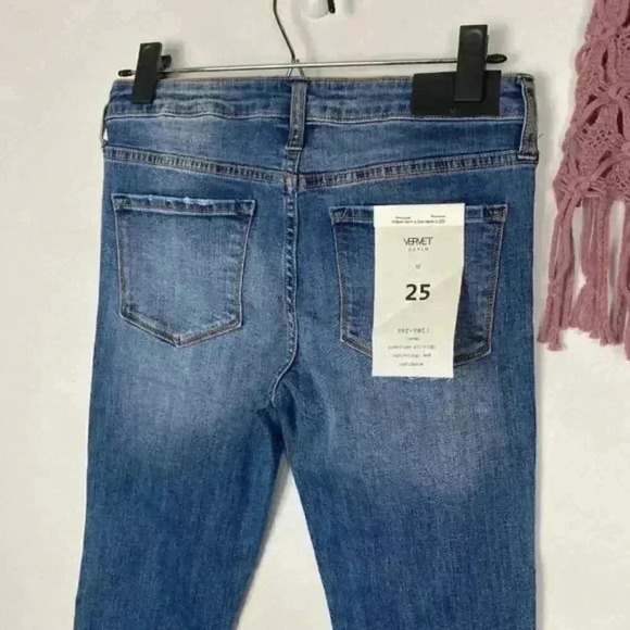 VERVET Med Wash Tulip‎ Hem Cropped Jeans Size 25 - Picture 2 of 7